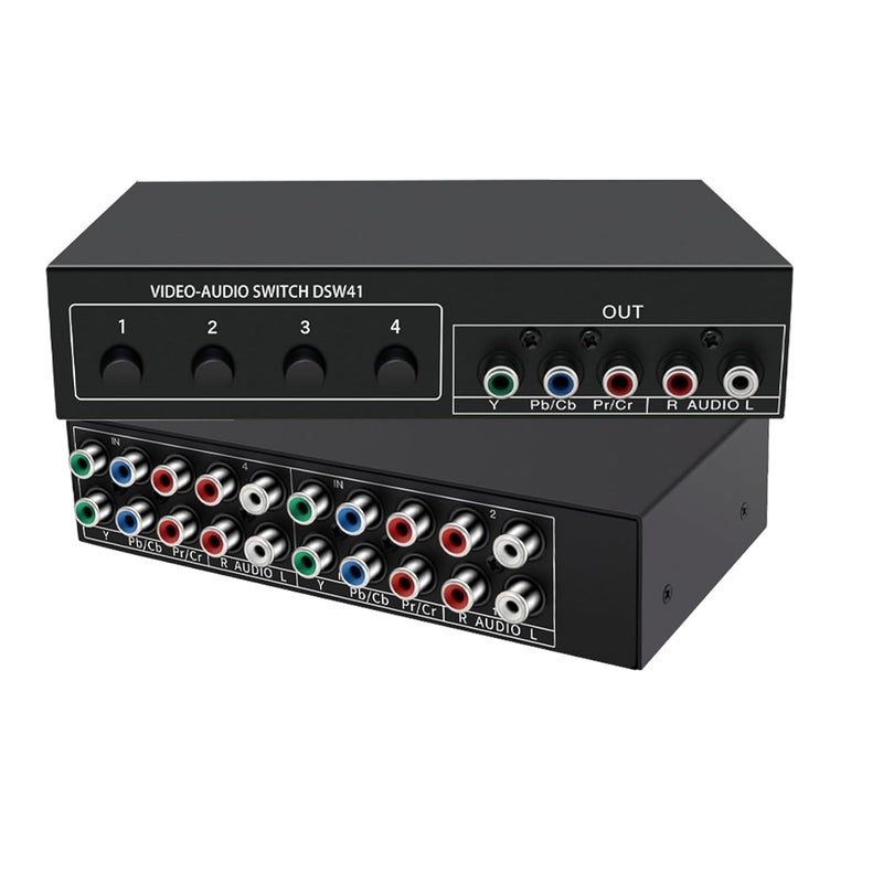 LUKFOCAB Component AV Video Switch Box 4 in 1 Out 1080P, 4-Way 5 RCA YPbPr Composite L/R Audio AV Splitter RGB Selector Switcher Converter for Xbox 360 Wii PS3 PS2 PS1 SNES DVD/VCD/STB/TV/HDTV, Plug & Play - Image 1